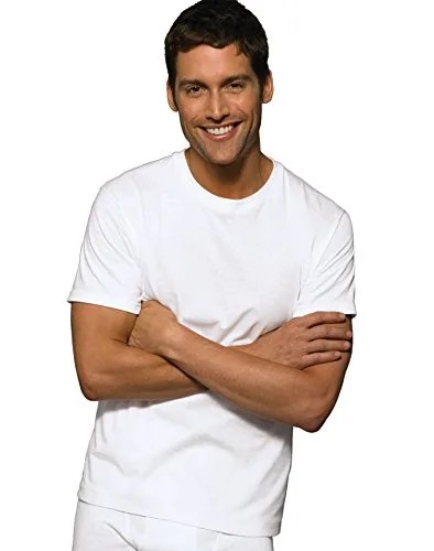 Hanes Ultimate Men's Control Crew Neck Undershirt-Multiple Packs Available, White-6 Pack, Medium