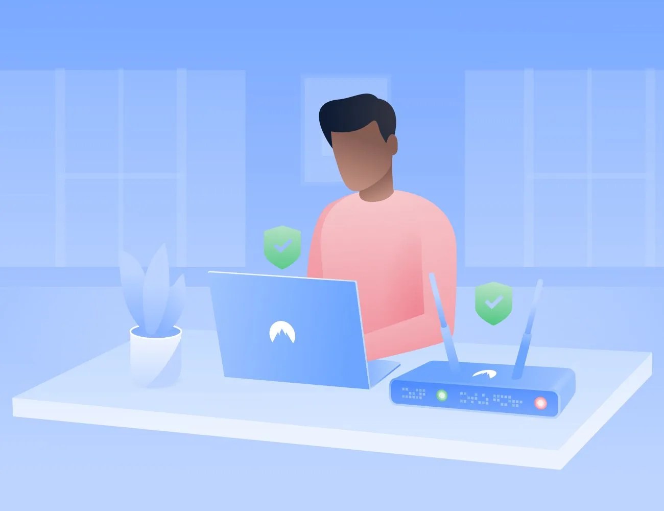 graphic of man using laptop for nord vpn services