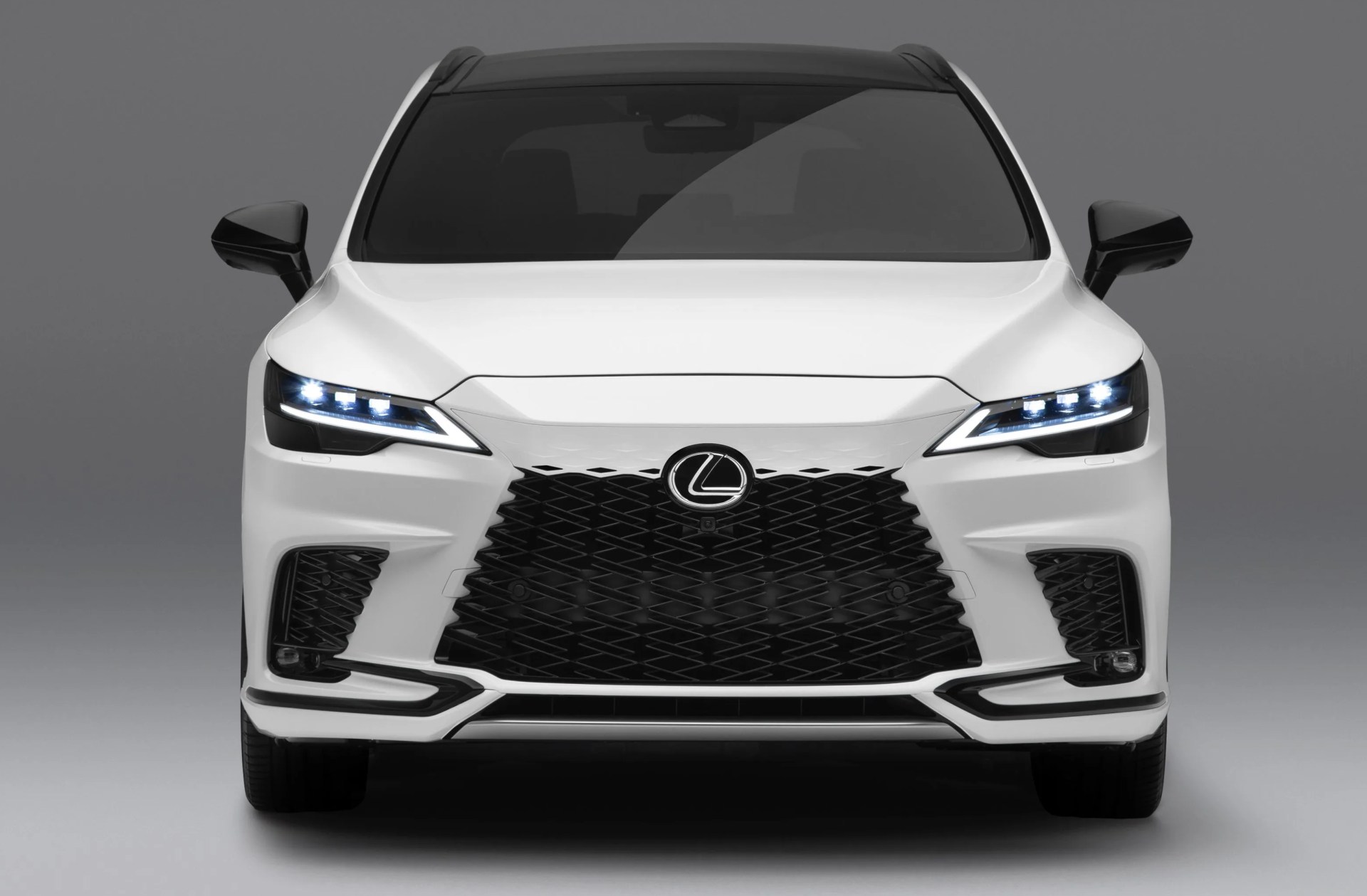 2023 lexus rx viewed from the front against an empty background