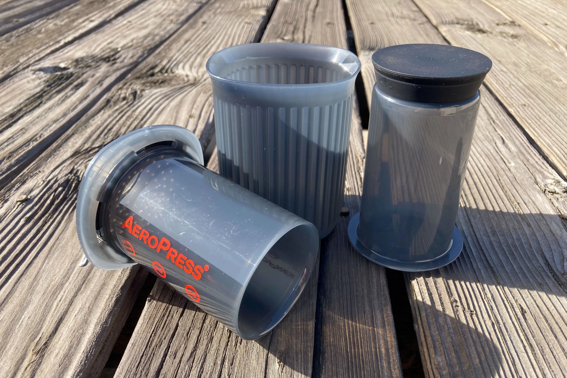 aeropress go coffee maker on a table