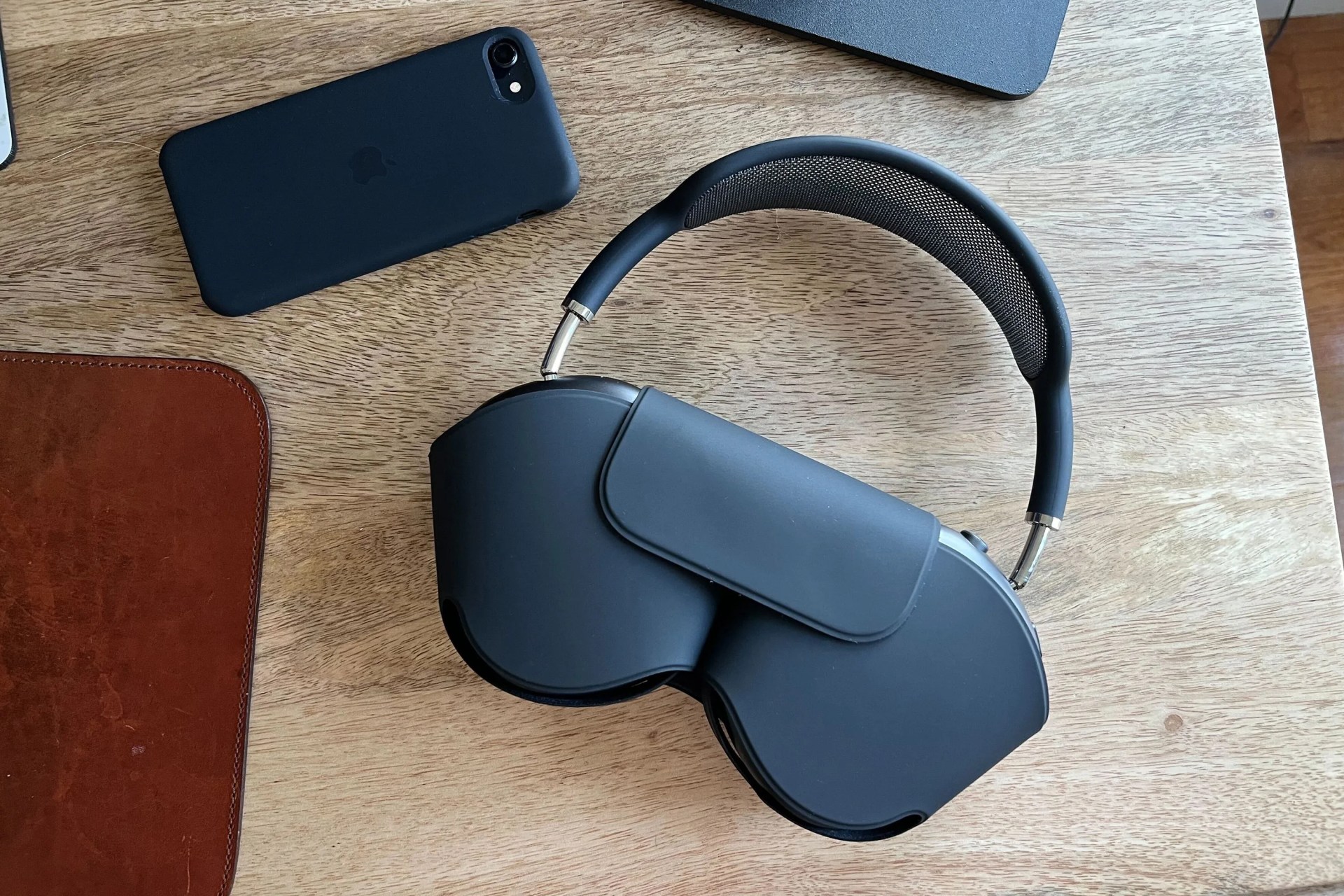 headphones on a desk