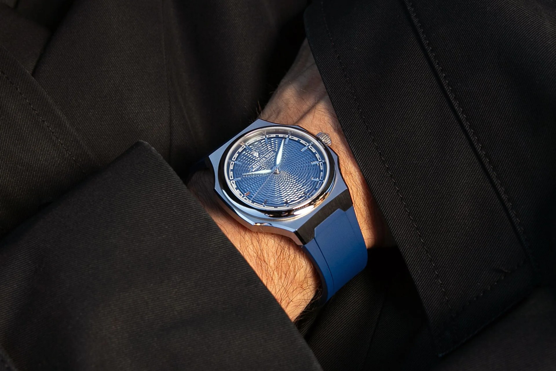 blue atelier wen perception watch on wrist