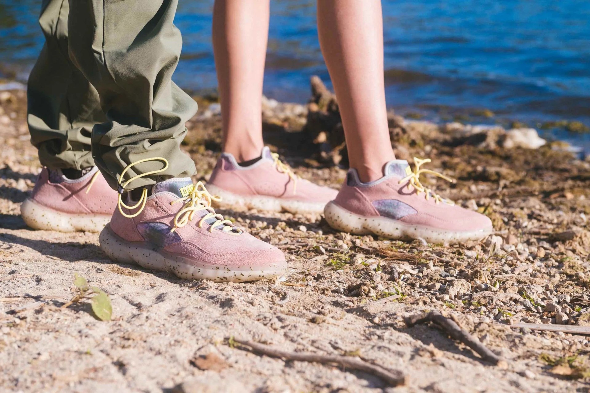 people wearing bait x columbia sportswear shoes by the water