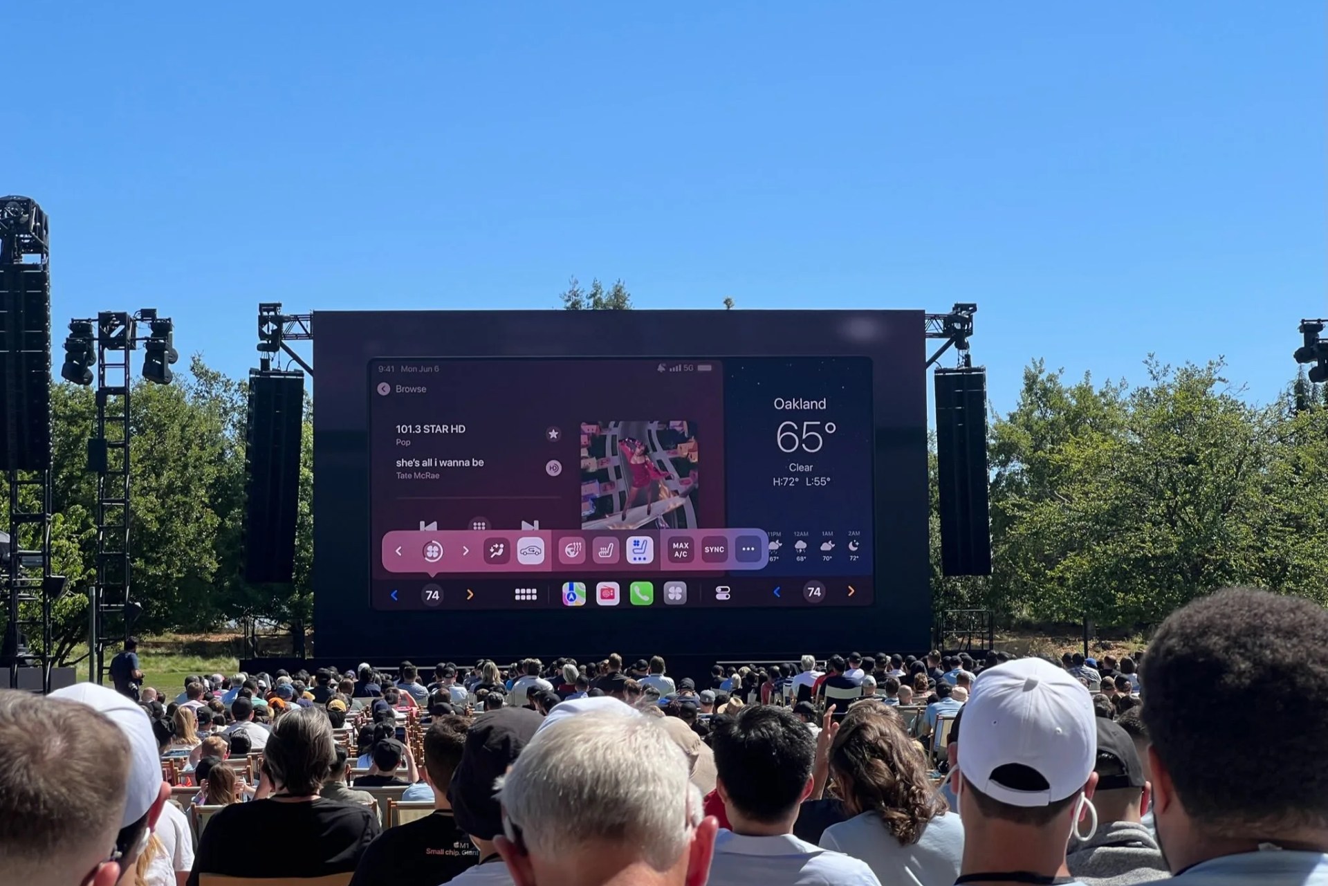 apple carplay shown on screen from live event
