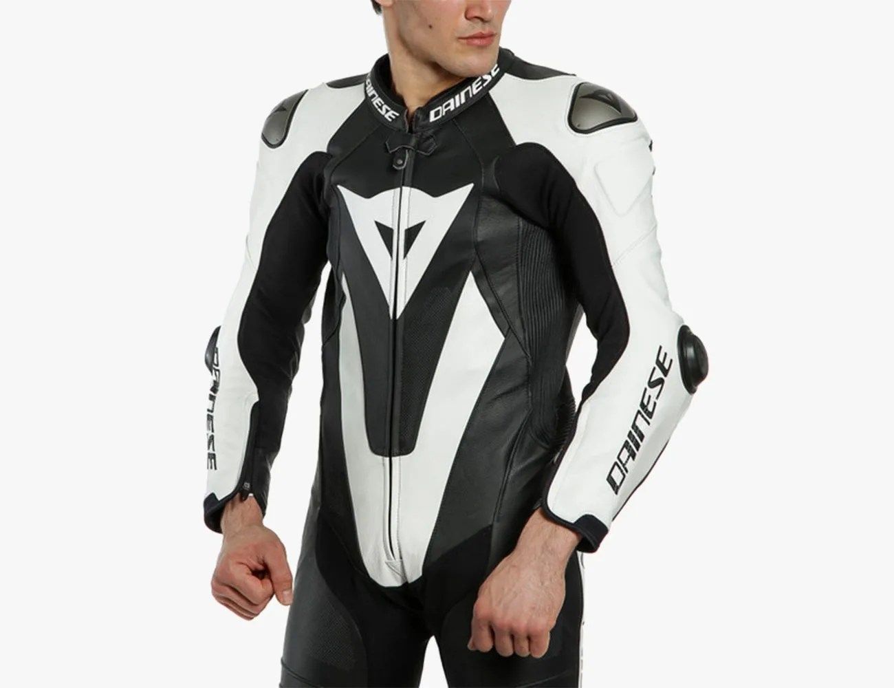 man wearing laguna seca 5 1pc leather suit