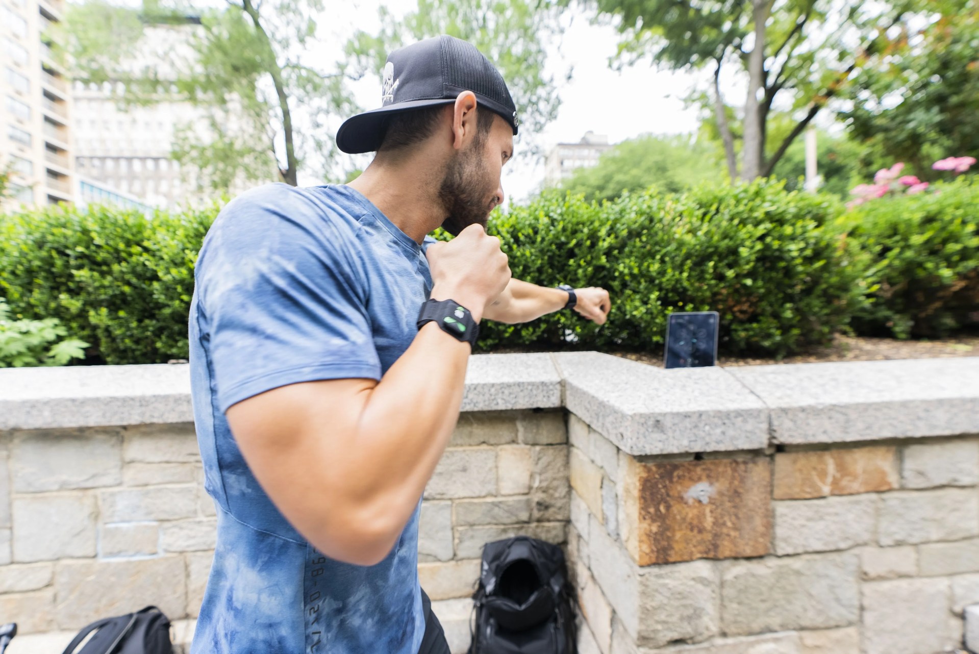 man working out with the liteboxer go