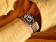 man wearing the oris rectangular watch