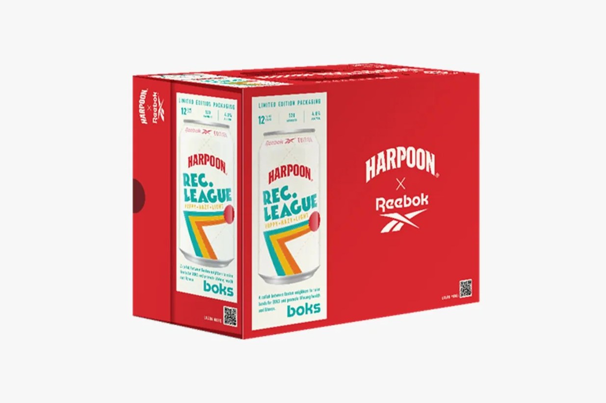 harpoon brewery and reebok inspired case of beer