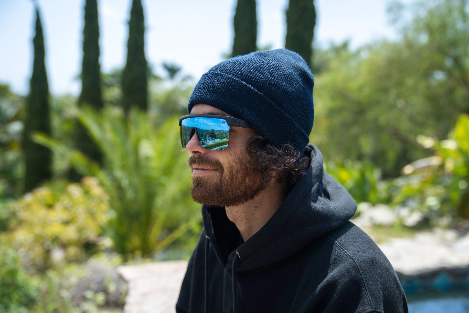 man wearing spy sunglasses