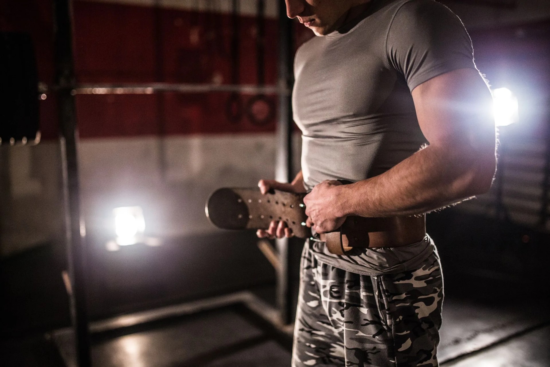 strong man wearing protective belt