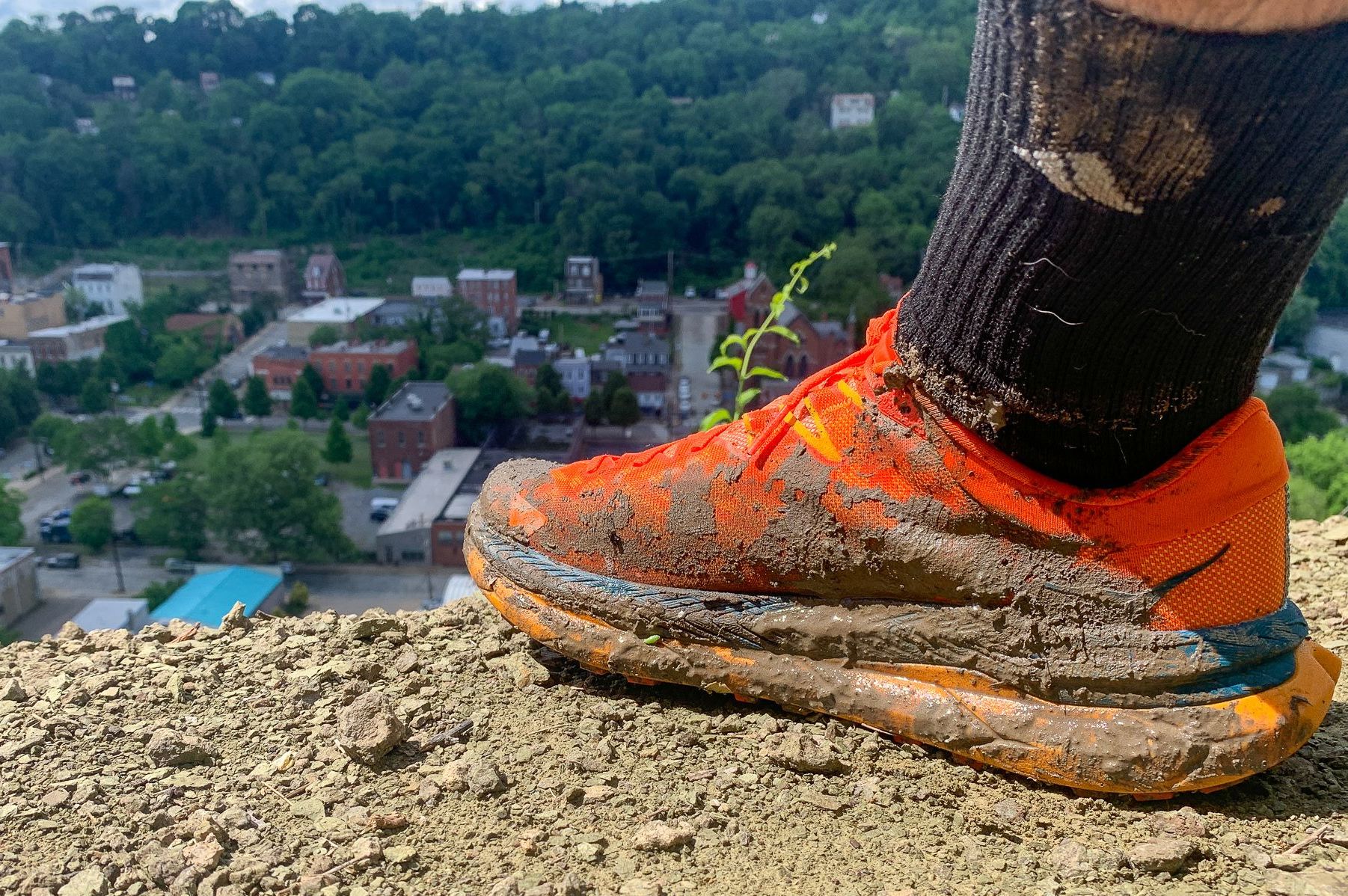 orange hoka tecton one x running shoes