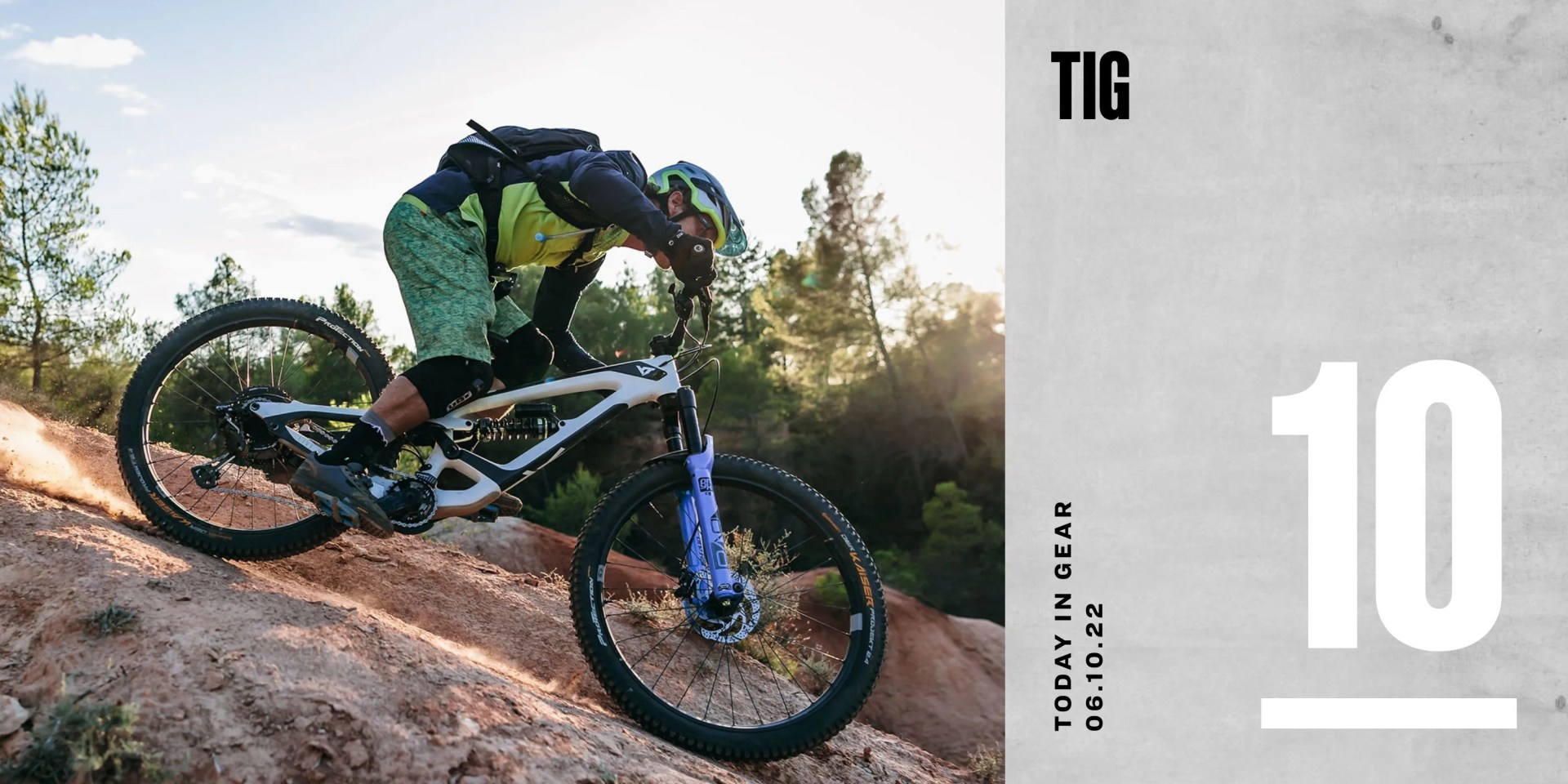 today in gear june 10 2022 man riding bike down a dirt hill wearing abus crash detection helmet