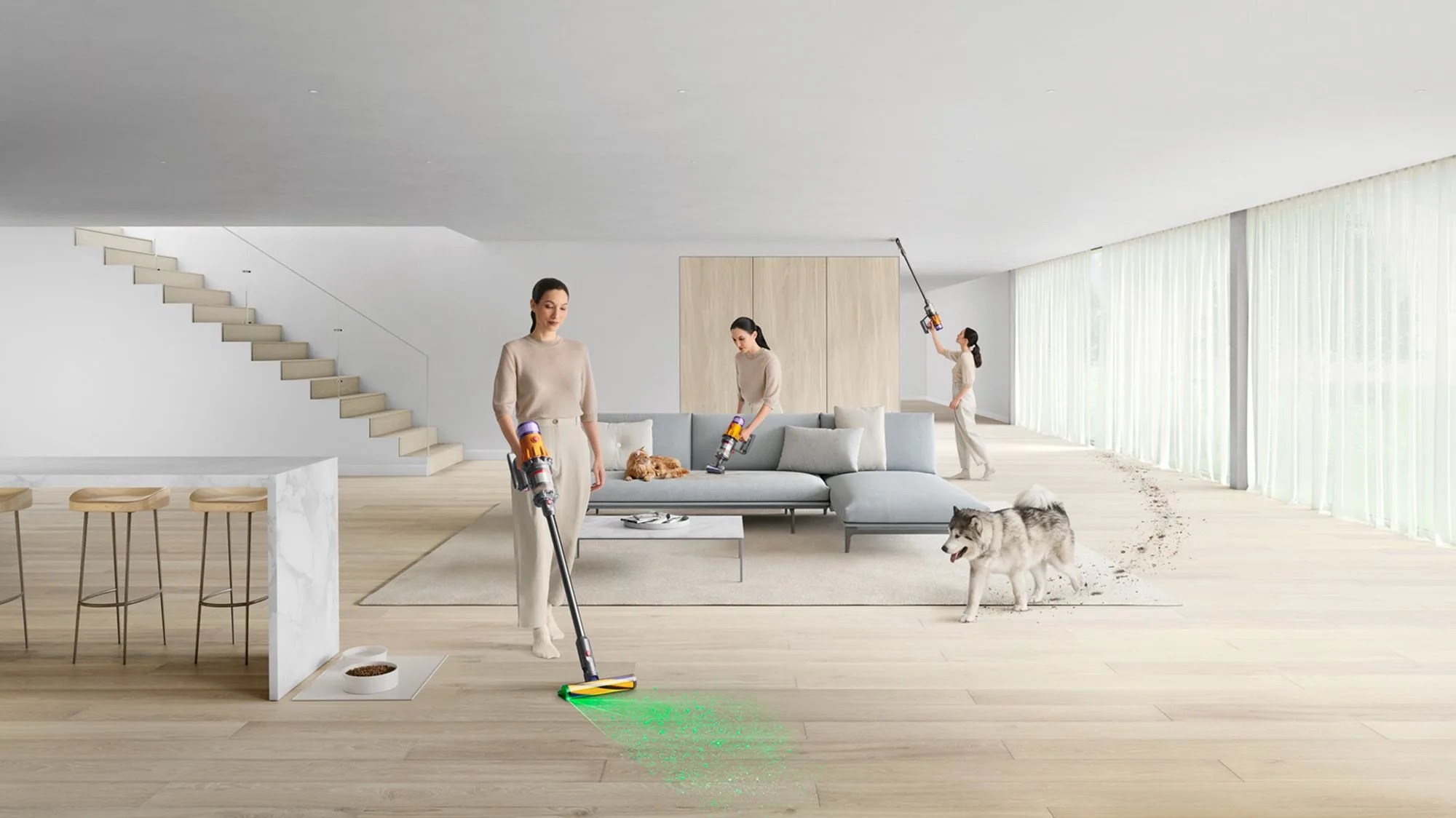 woman vacuuming