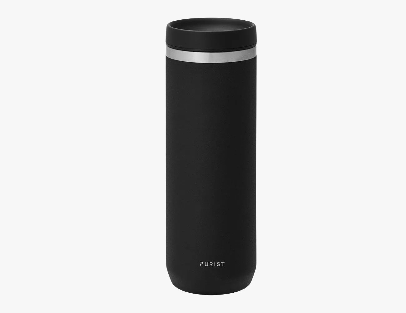 a black insulated water bottle