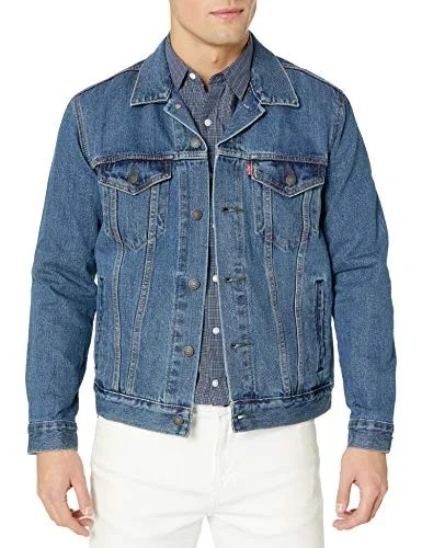 levi's men's the trucker jacket, medium stonewash, large