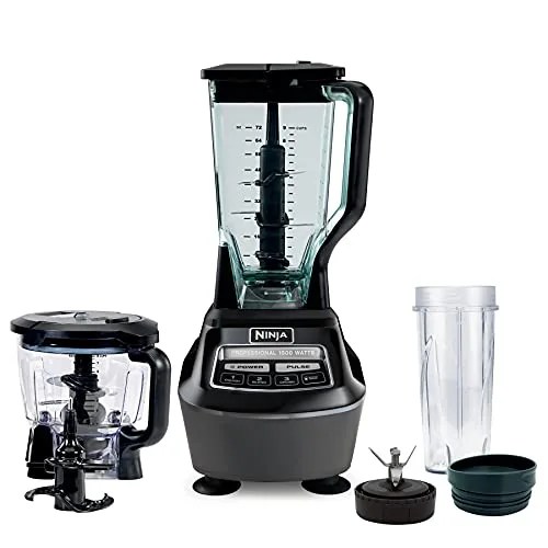 ninja bl770amz mega kitchen system, 72 oz pitcher, 8 cup food processor, 16 oz single serve cup, 1500 watt, black