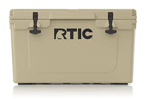 RTIC Hard Cooler, 45 qt, Tan, Ice Chest with Heavy Duty Rubber Latches, 3 Inch Insulated Walls