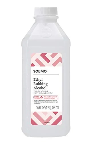 Amazon Brand - Solimo 70% Ethyl Rubbing Alcohol First Aid Antiseptic, 16 Fluid Ounces