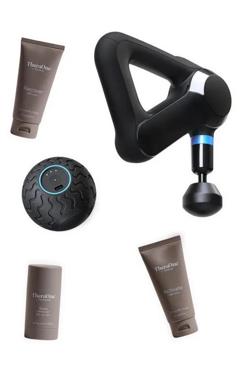 Therabody Theragun Elite Percussive Therapy Massager, Wave Solo Percussive Device & TheraOne with CBD Bundle in Black at Nordstrom