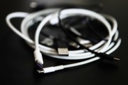 charging cords on a table