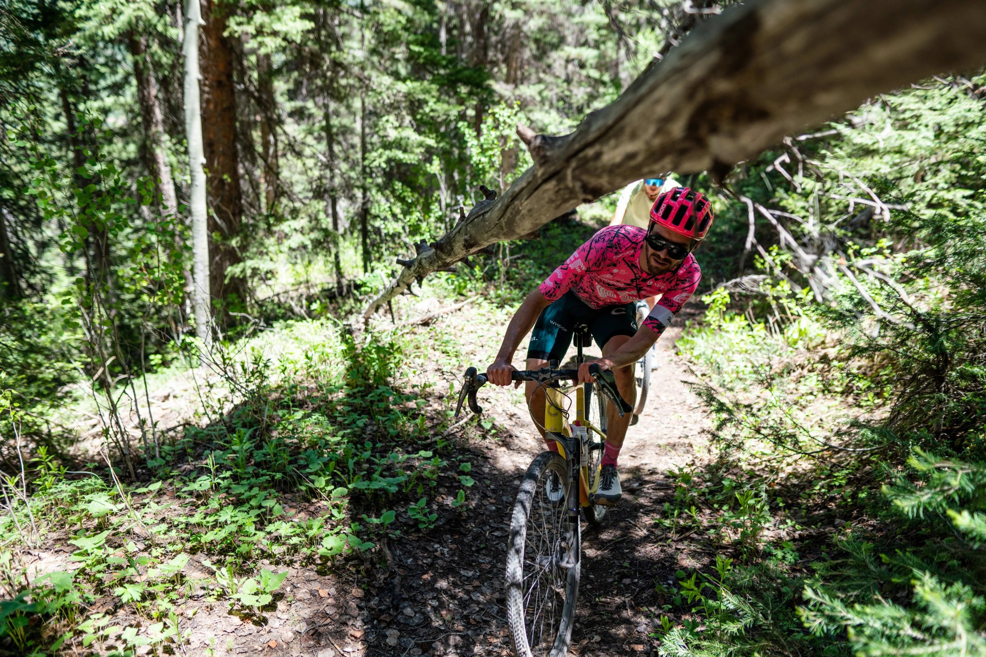 someone mountain biking