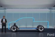 silhouette of an electric truck shown running a new ford ev platform