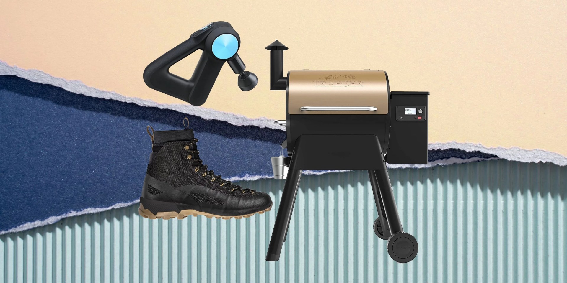 traeger grill, boot, theragun