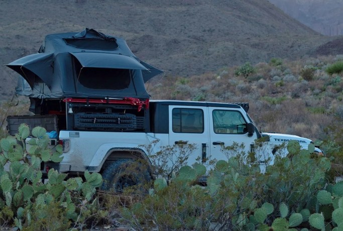 nomadic 3 rooftop tent on a jeep truck bed