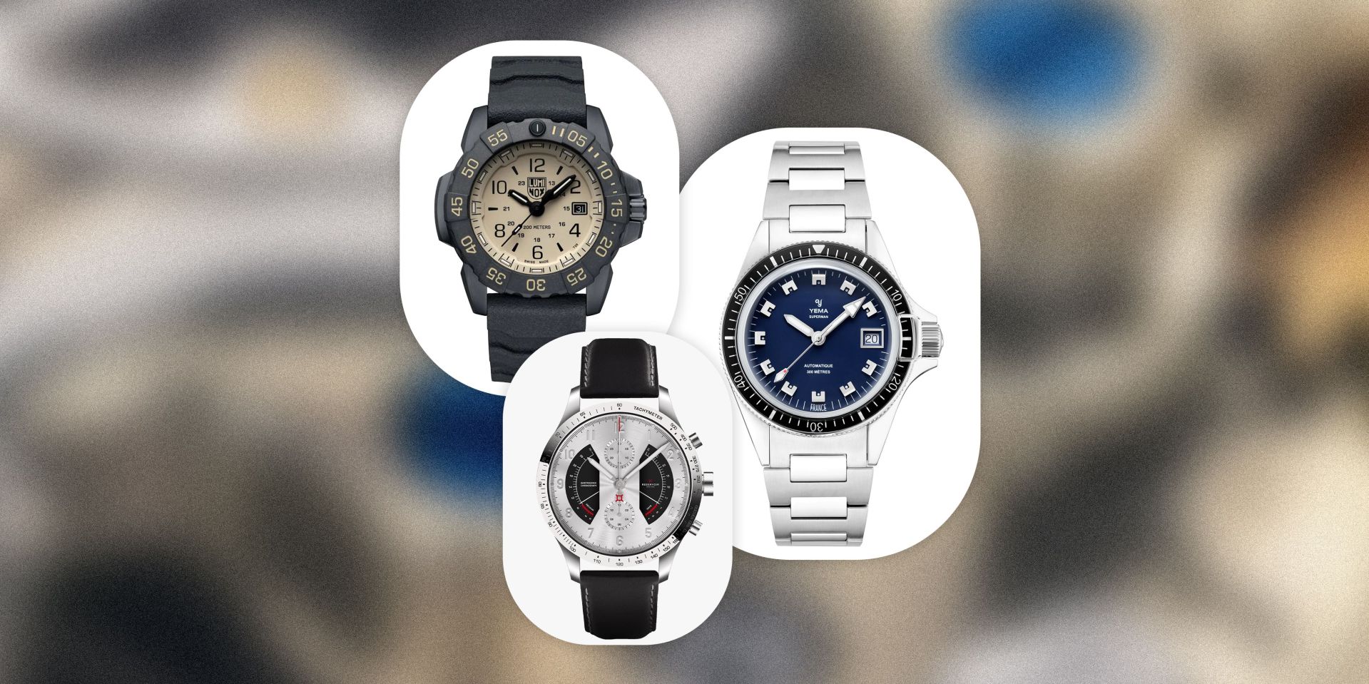 collage of three watches
