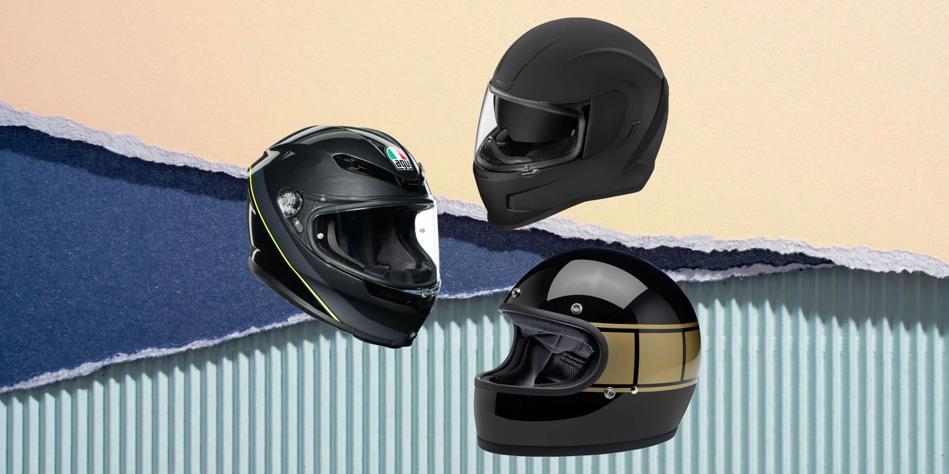 3 motorcycle helmets