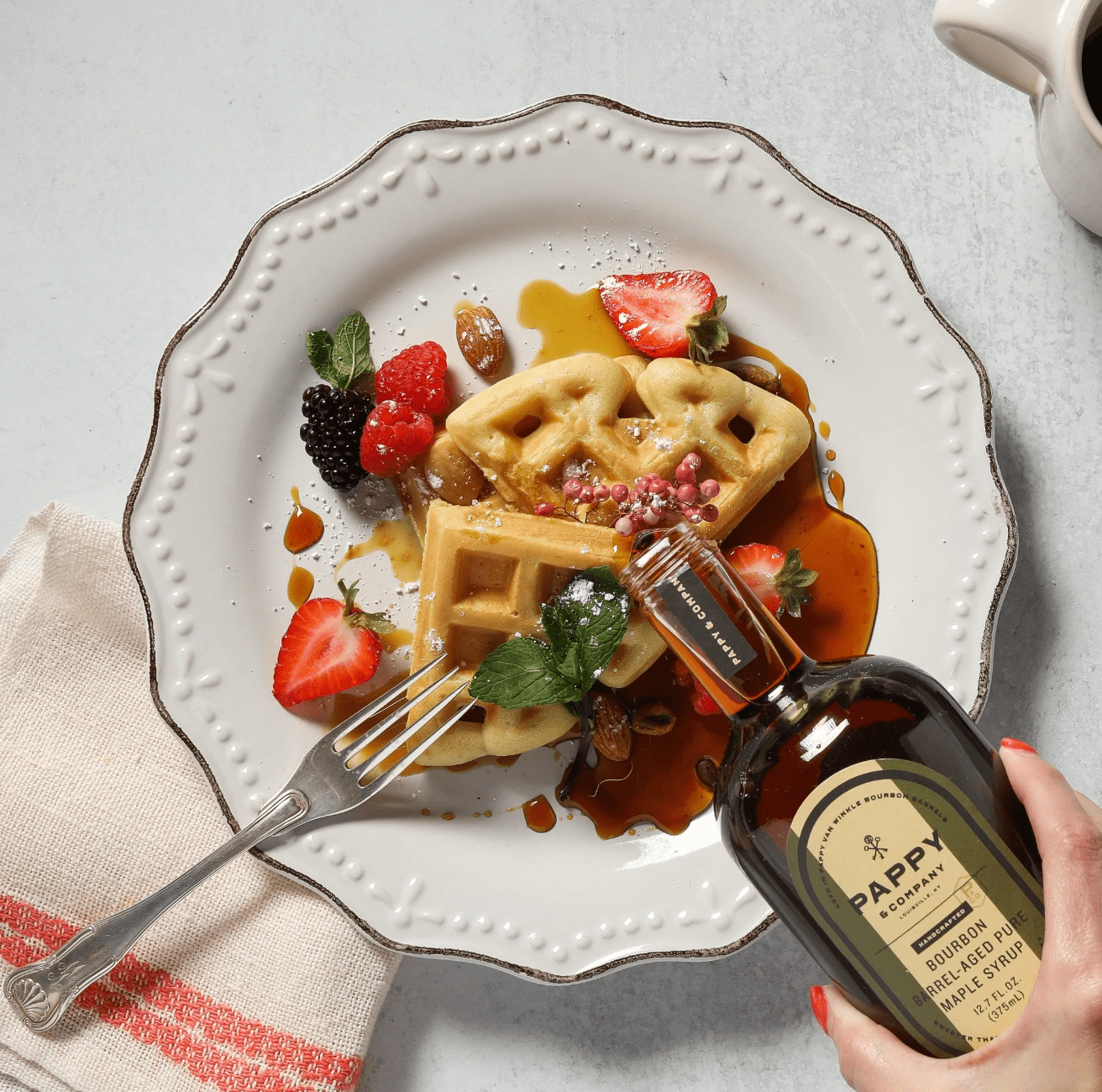 pappy van winkle syrup over waffles