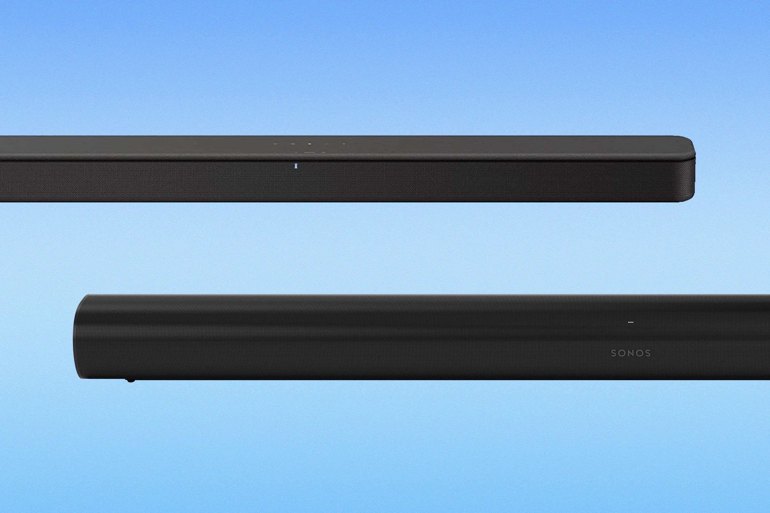 sonos arc sound bar and sony s100f soundbar with bass reflex speaker