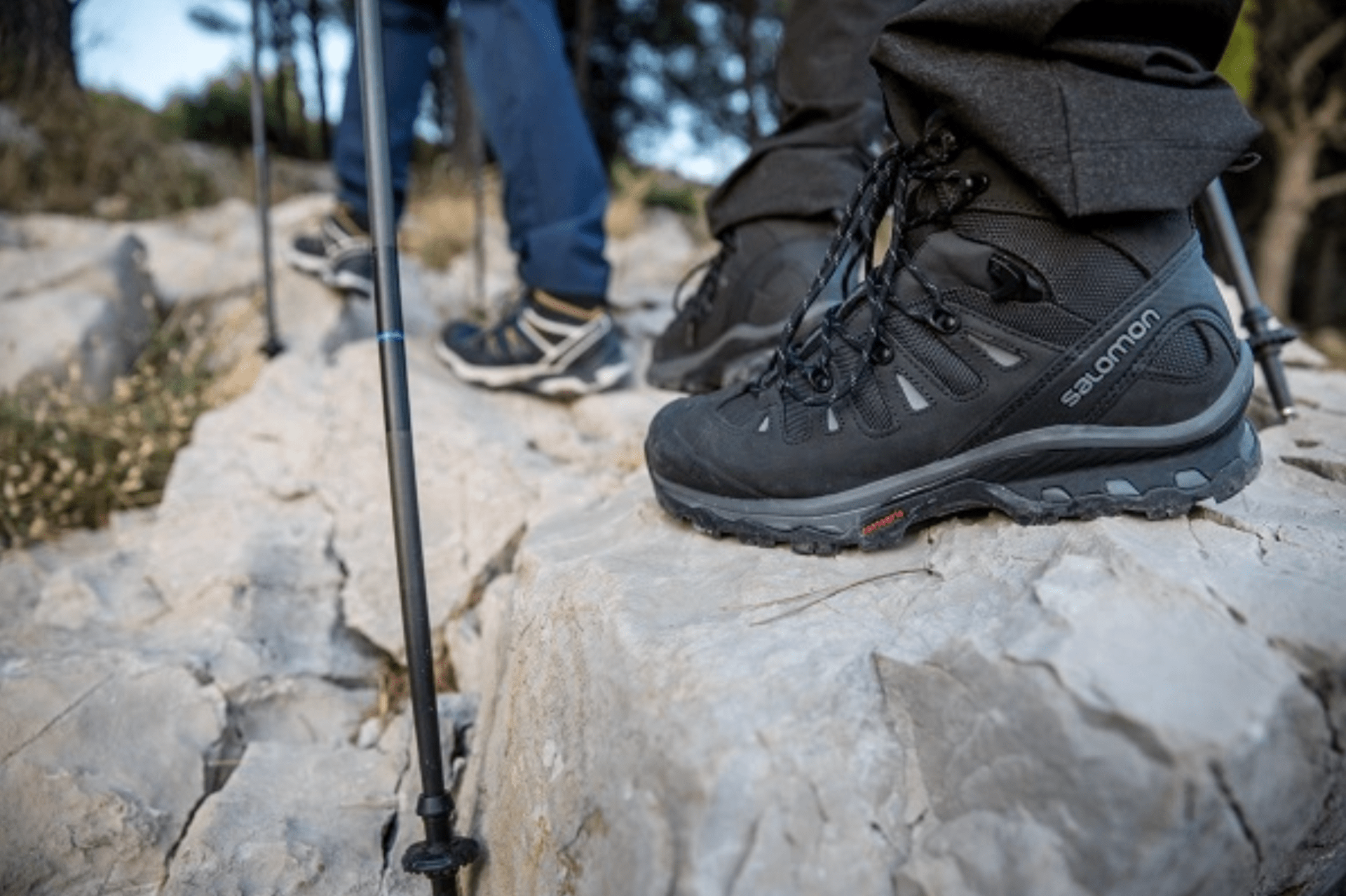 two people hiking