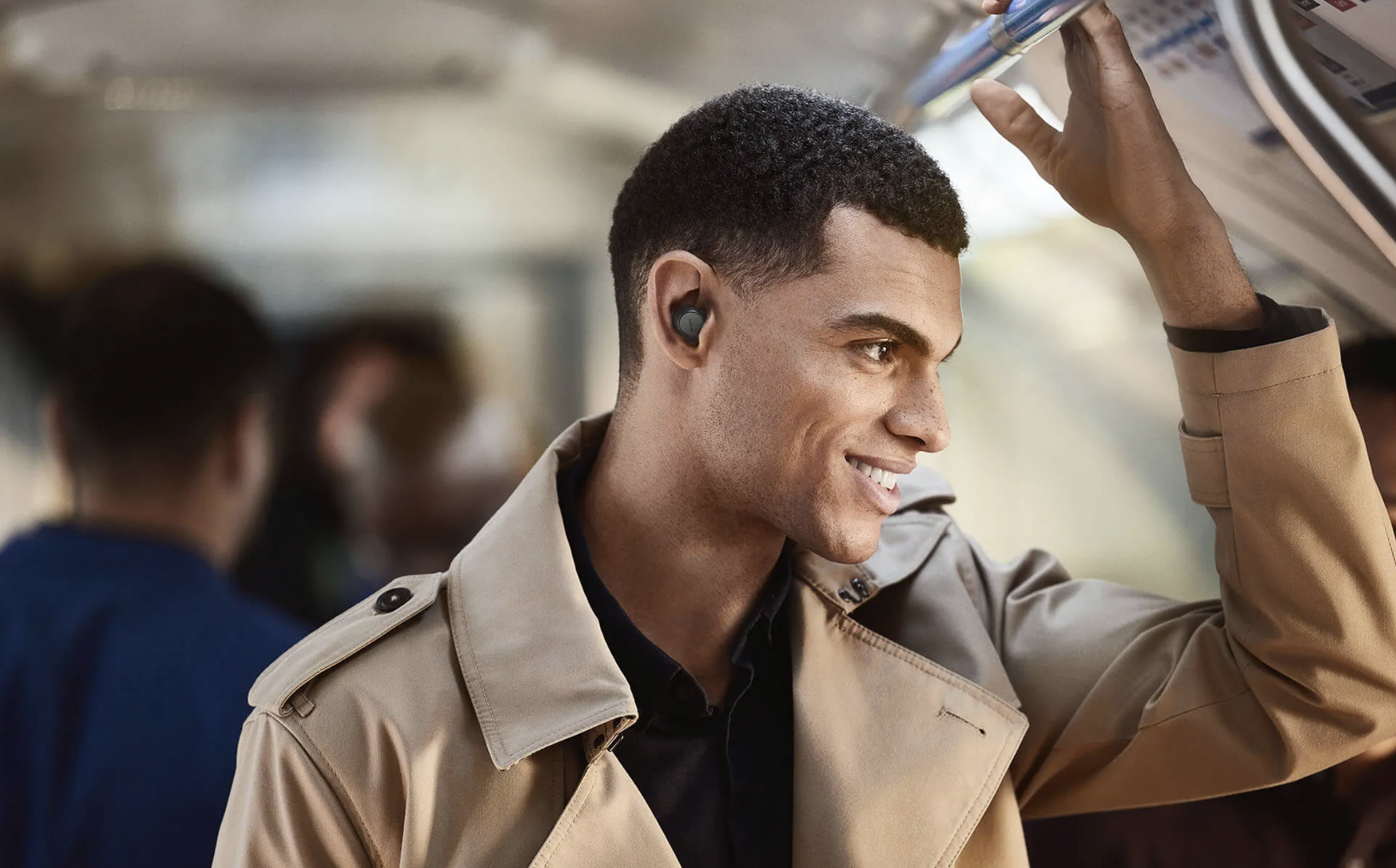 person wearing wireless earbuds