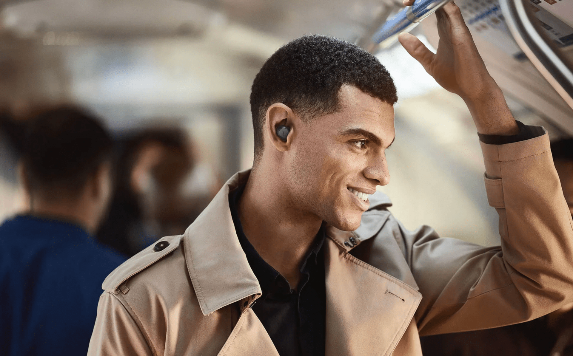 person wearing wireless earbuds