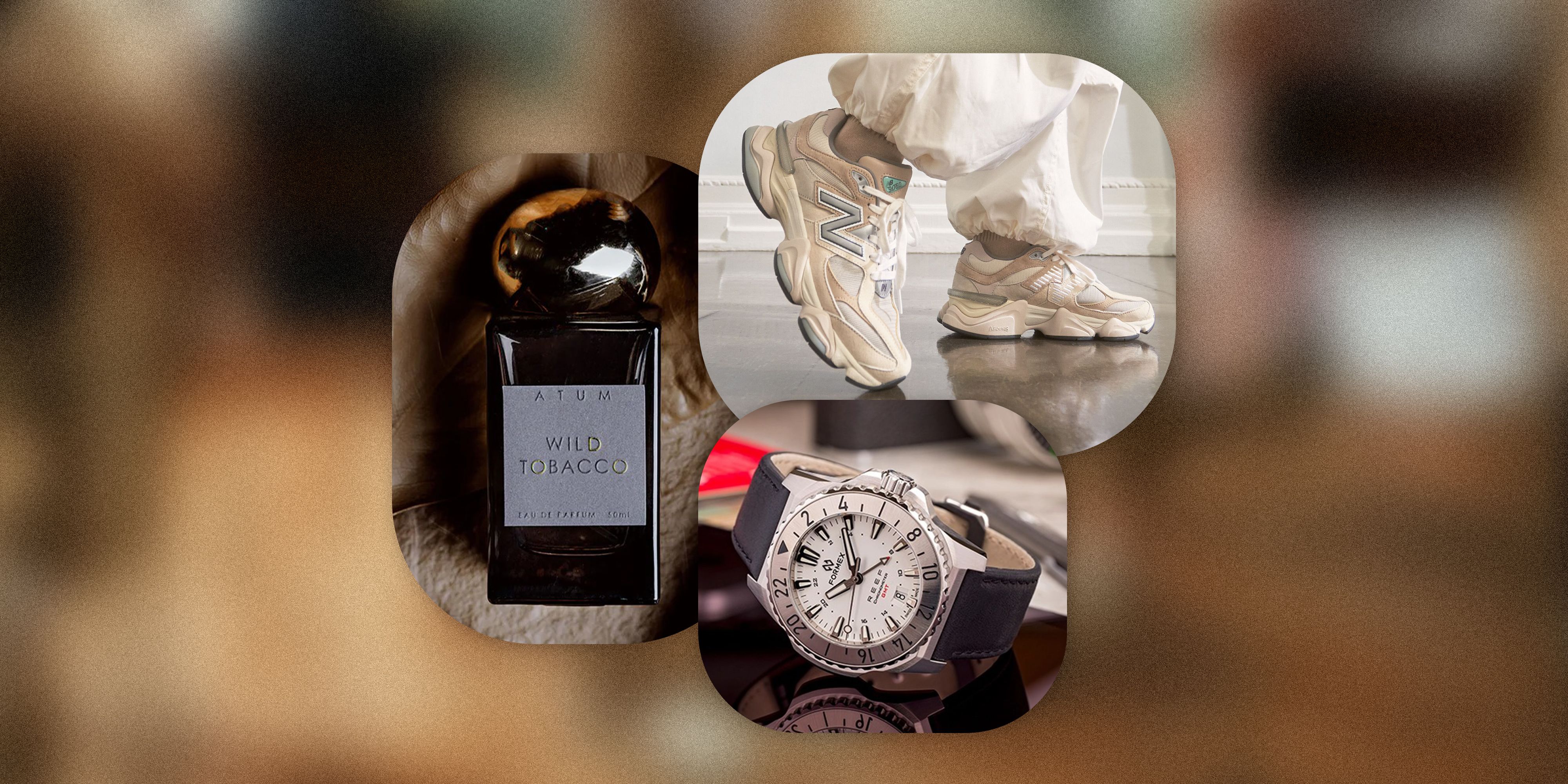 watch, new balance shoes, and fragrance
