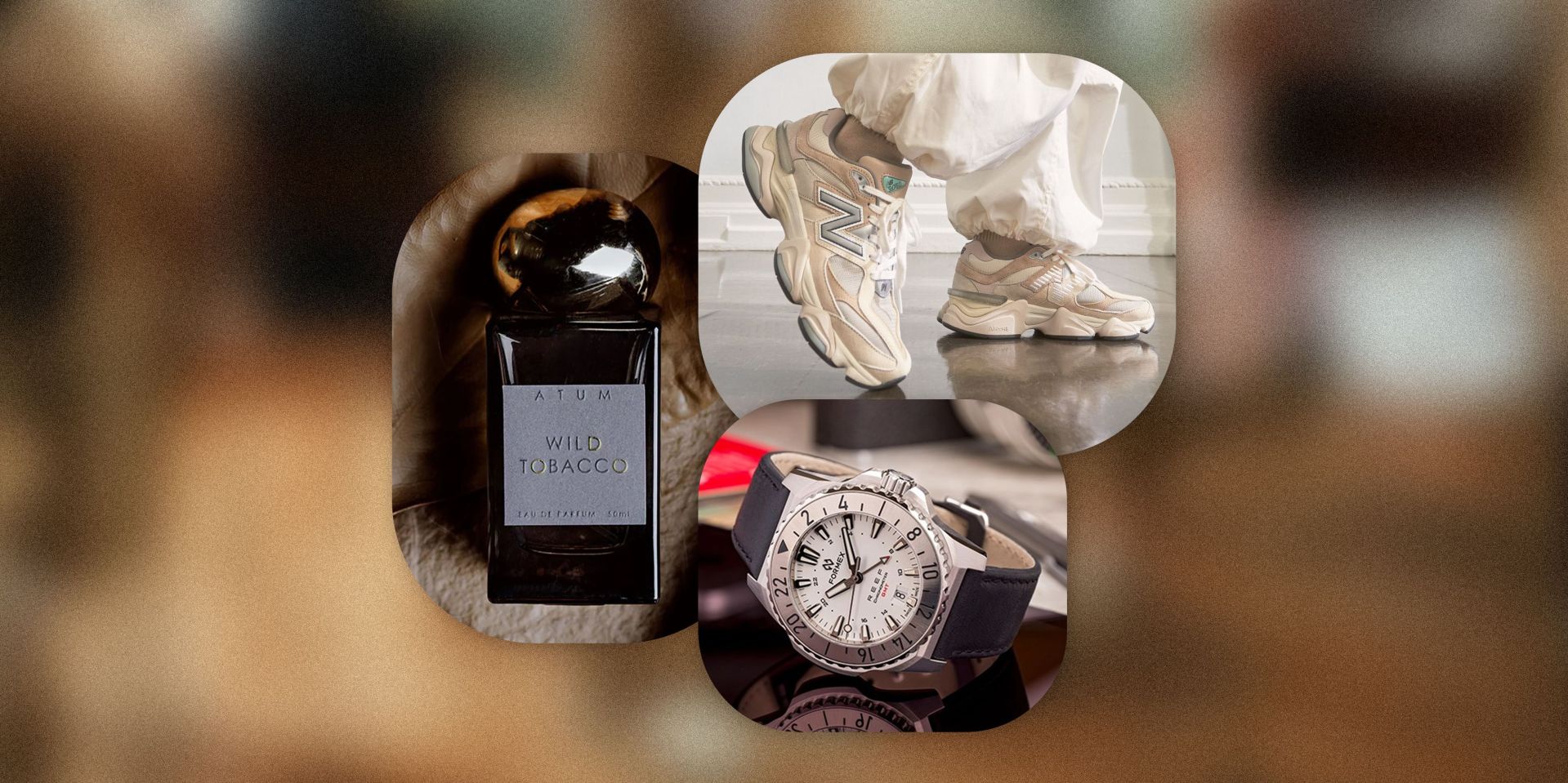 watch, new balance shoes, and fragrance