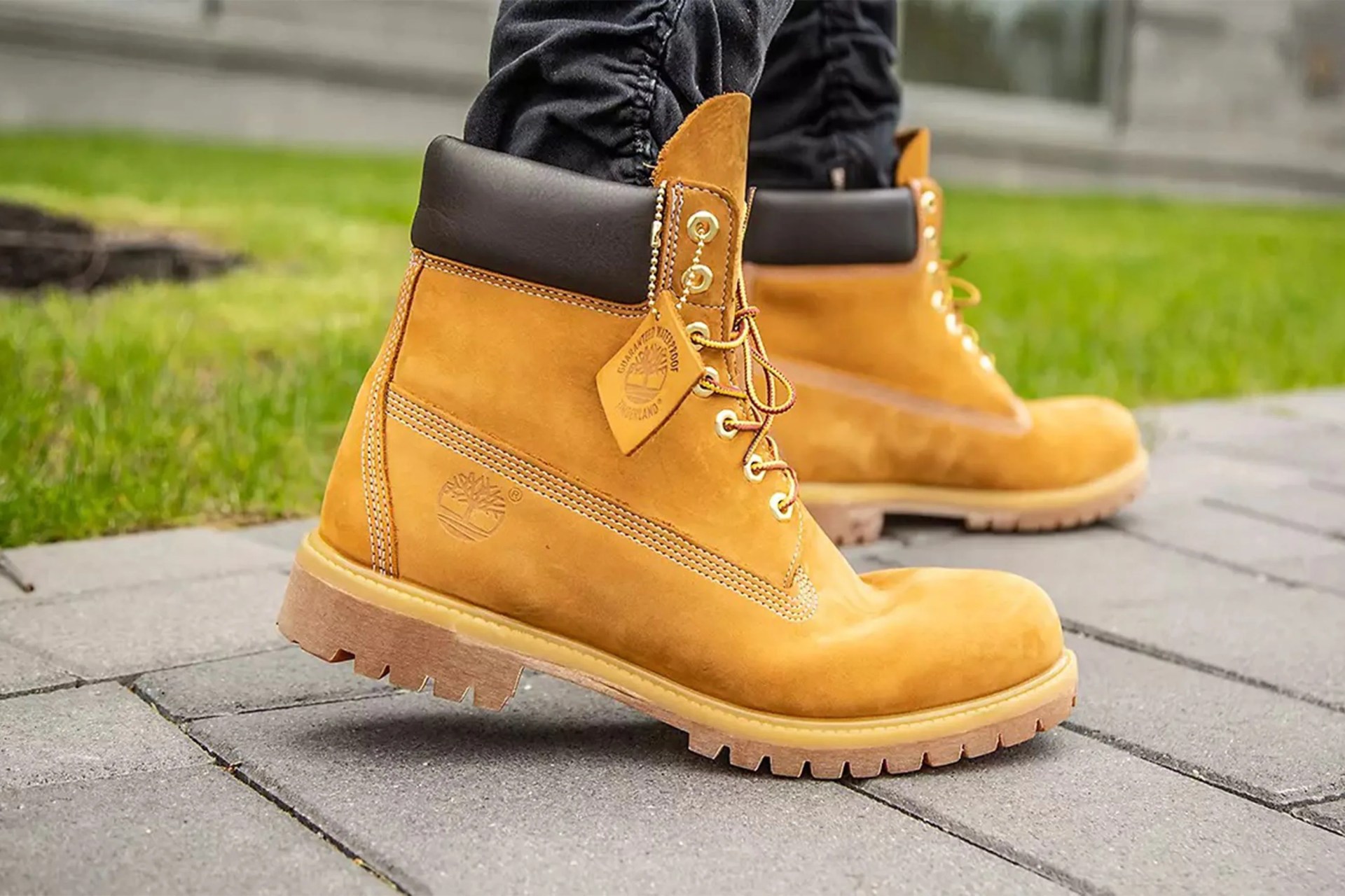 someone wearing timberland's boots
