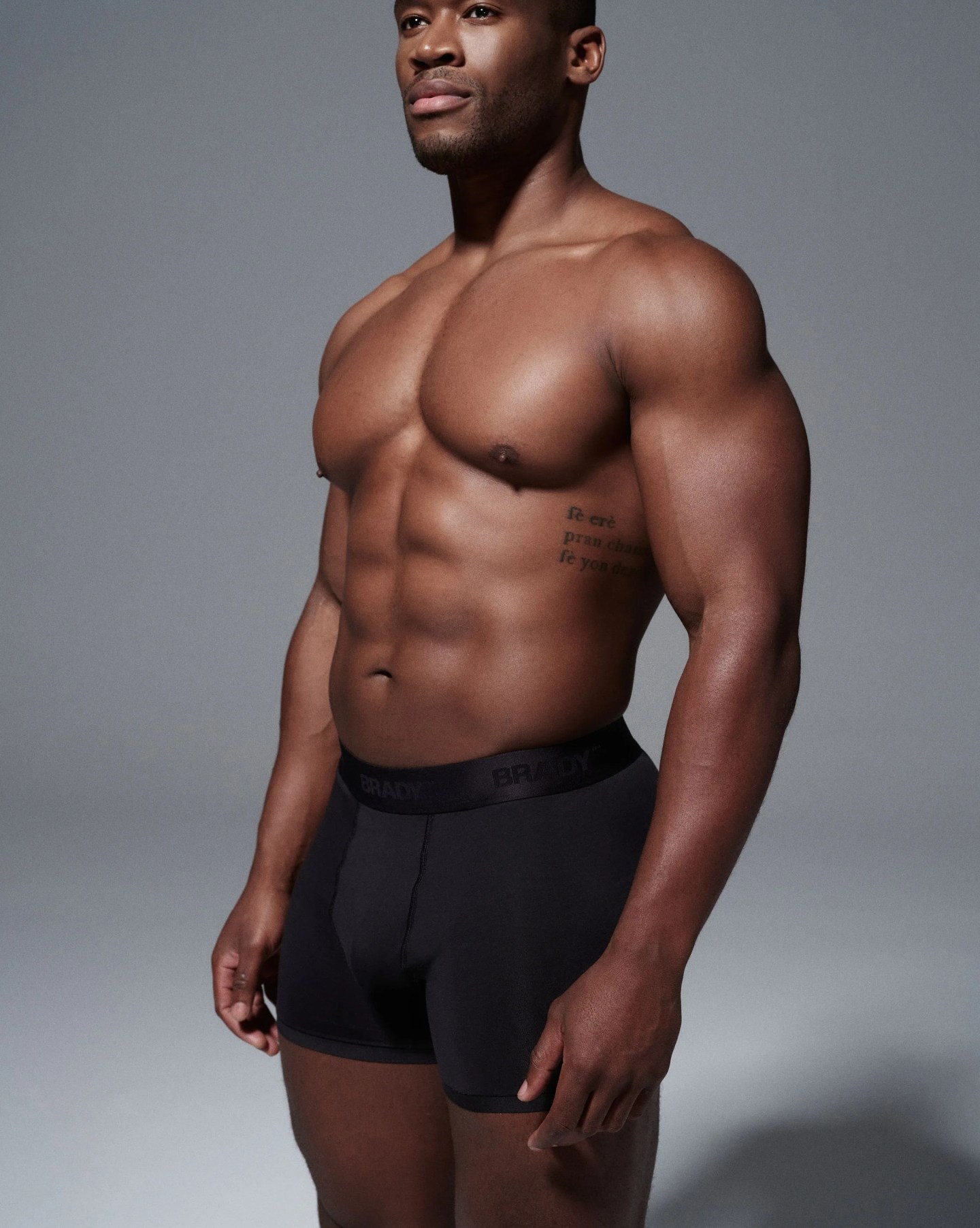 man wearing brady boxer brief