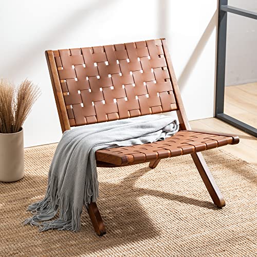 folding faux leather accent chair