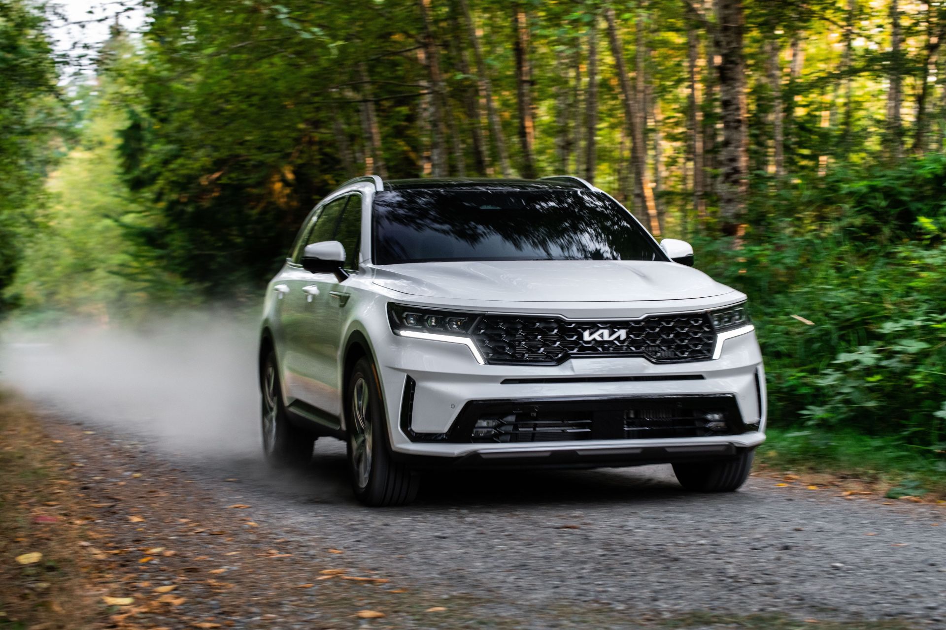 2022 kia sorento phev offroading front view