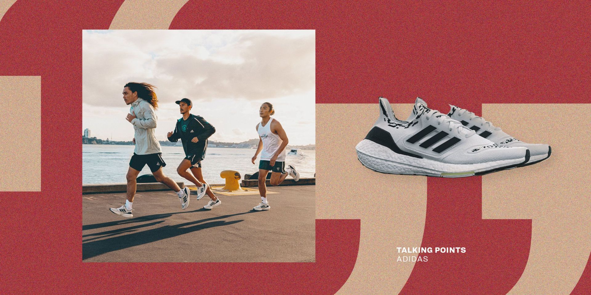 talking points adidas sneakers being worn by three men running