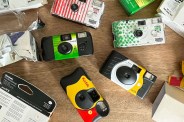 disposable cameras and film on a table