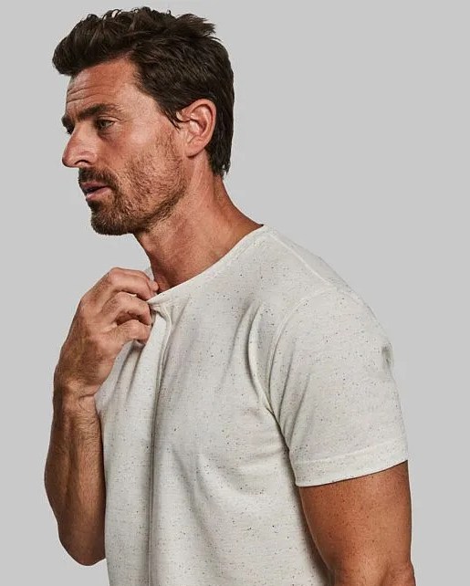 man wearing vollebak garbage t shirt