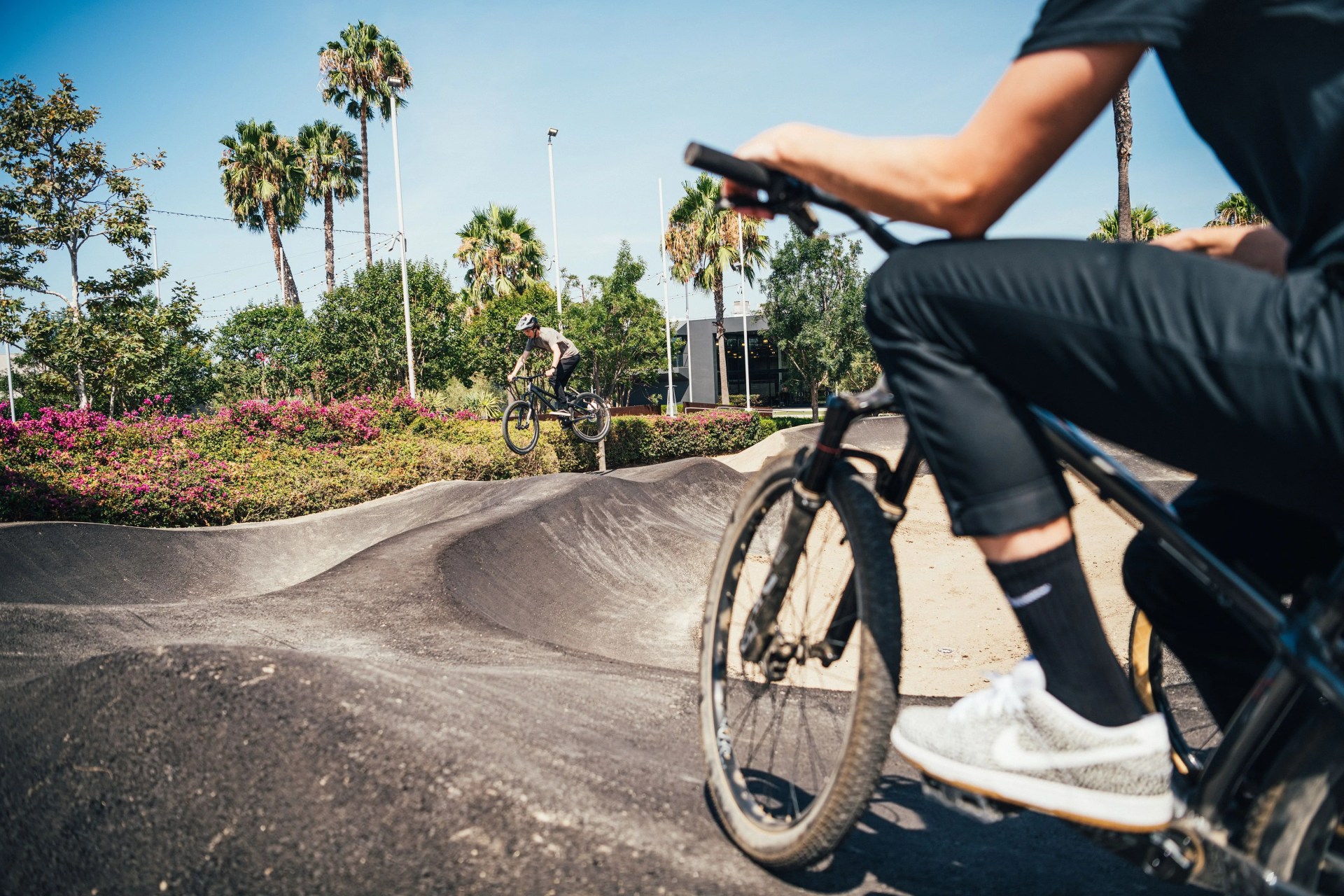 men riding bikes with fox racing gear