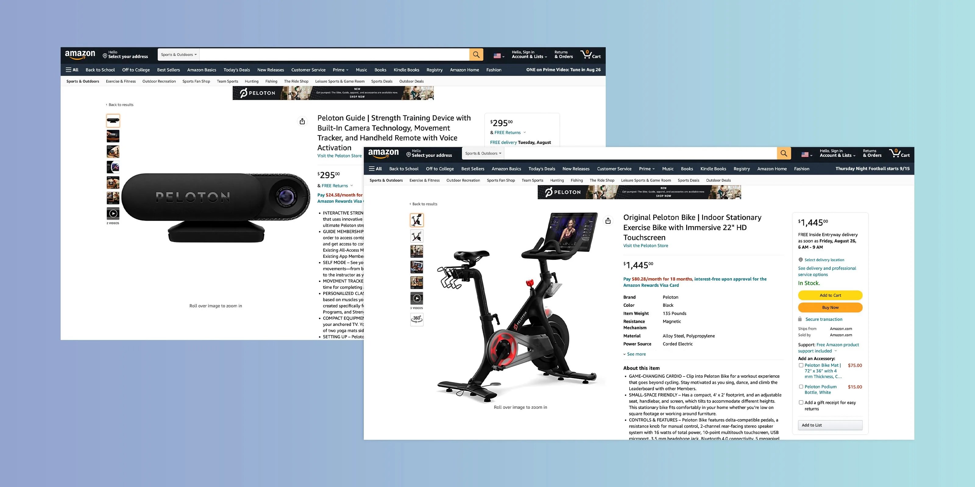 amazon peloton pages