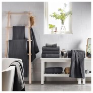 ikea bath sheet hanging in bathroom