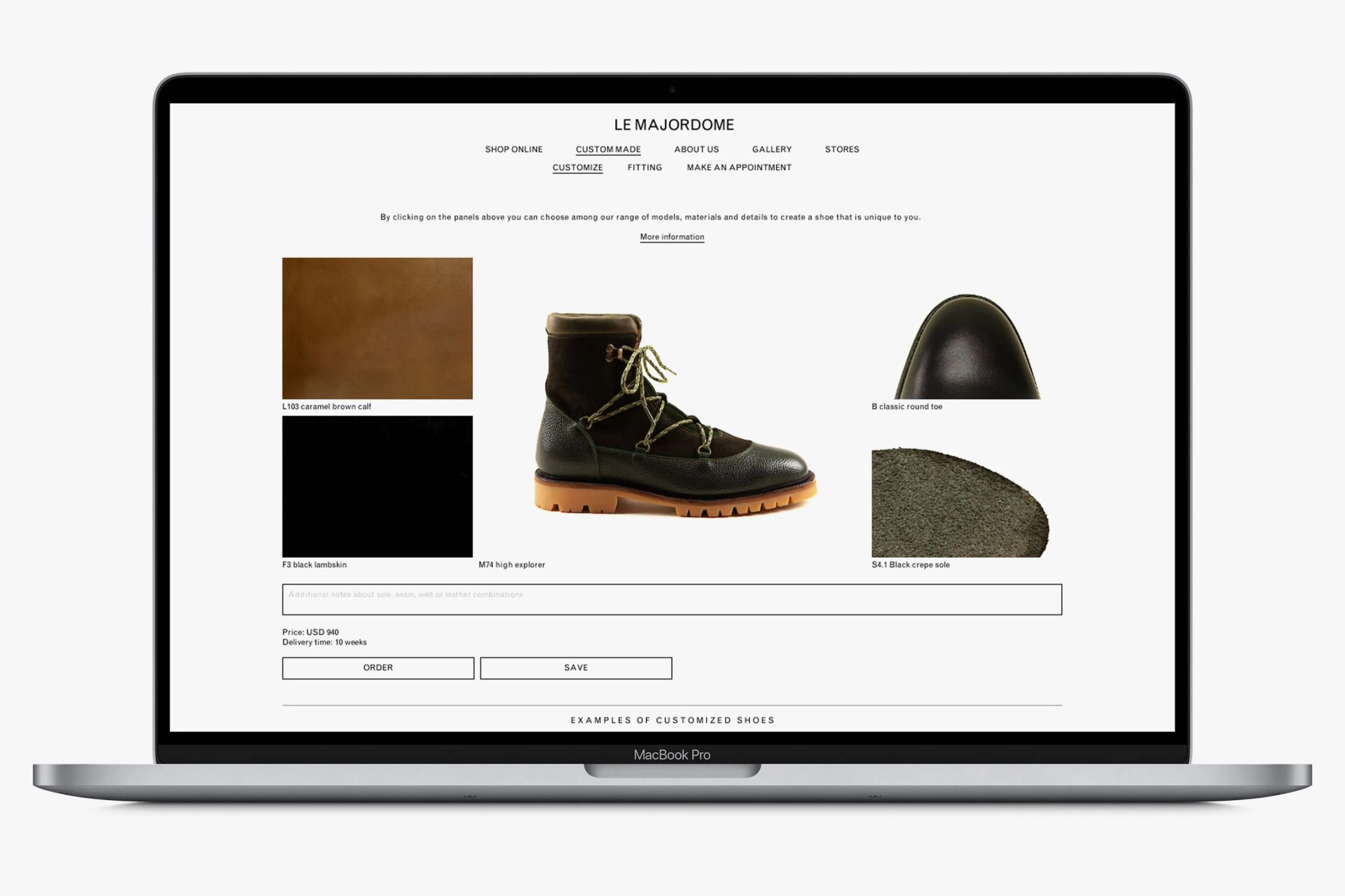Le Majordome custom boot website