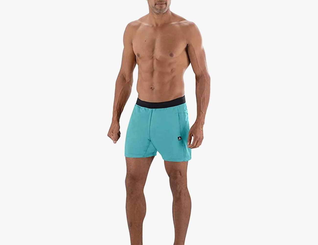 man wearing yoga shorts