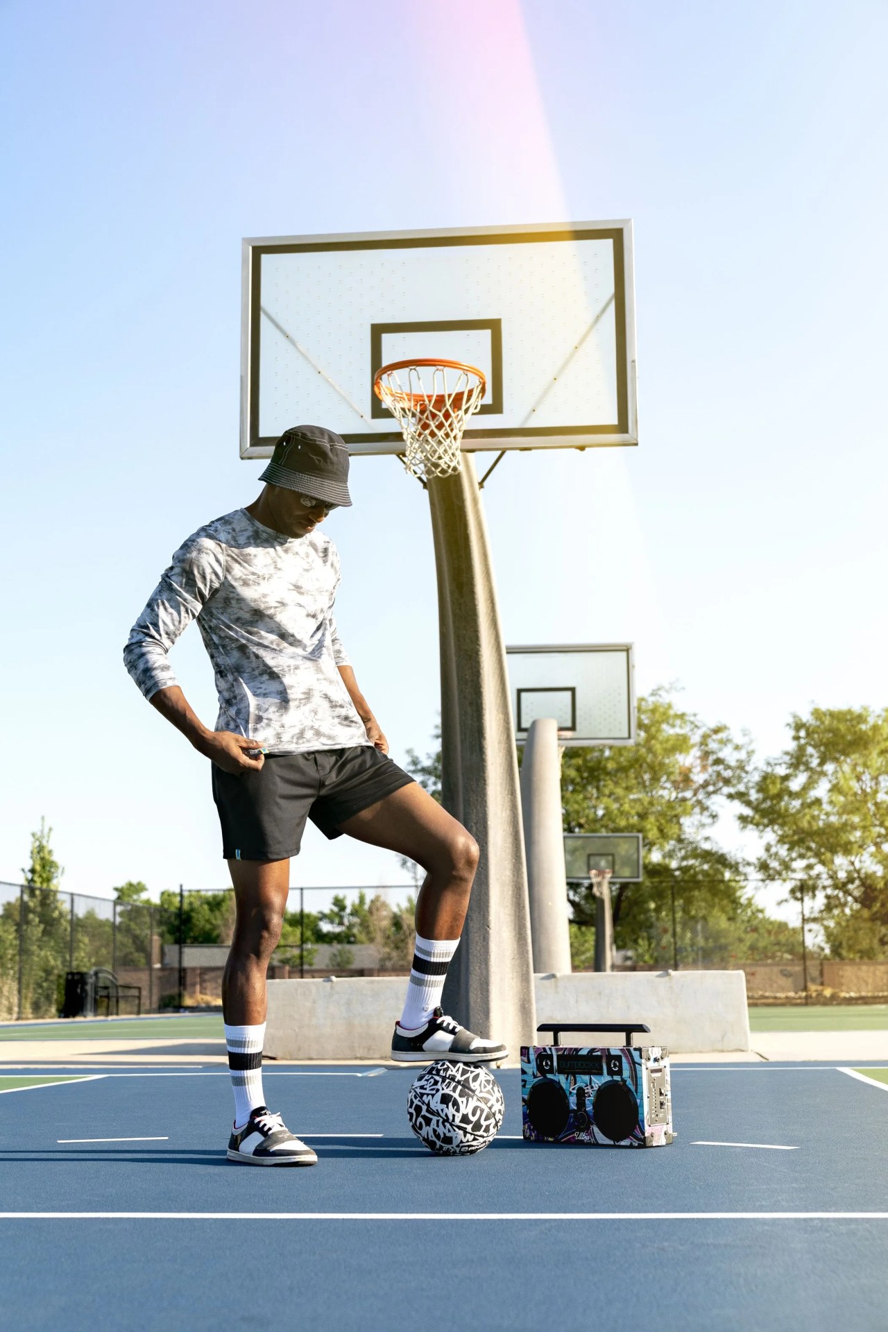 man on a basketball court